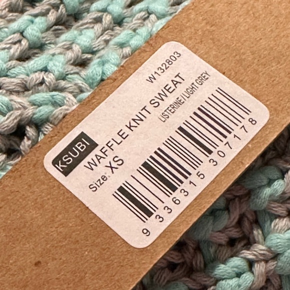 Ksubi Waffle Knit Sweater / Jumper size XS in Mint Blue-Green / Light Gray - Picture 6 of 8